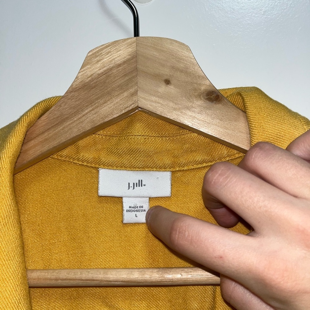 J. Jill Linen Rayon Drawstring Jacket Yellow Button Front Lagenlook Size Large - Picture 3 of 8